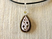 Green and White Spring Vines Teardrop Earrings and Matching Necklace Pysanky Jewelry by So Jeo
